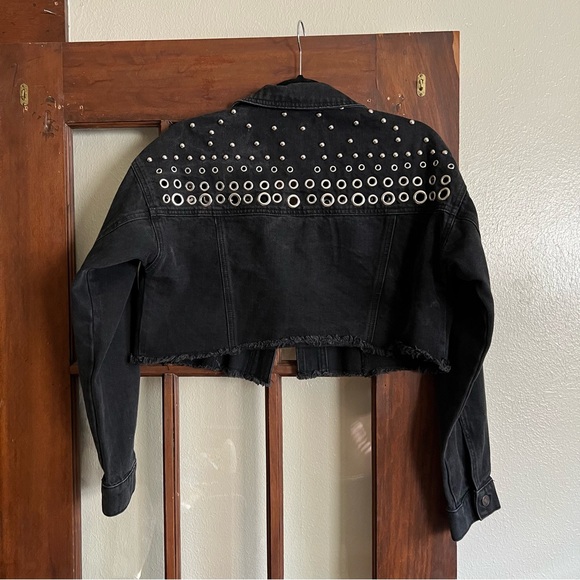 Forever 21 Black Denim Jacket with Silver Accents (S) - Picture 2 of 3